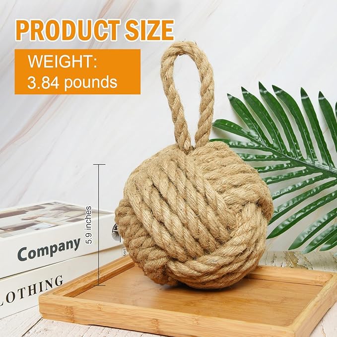 Decorative Door Stoppers Rope Knot Nautical Weighted Decorative Door Stop - Image 2