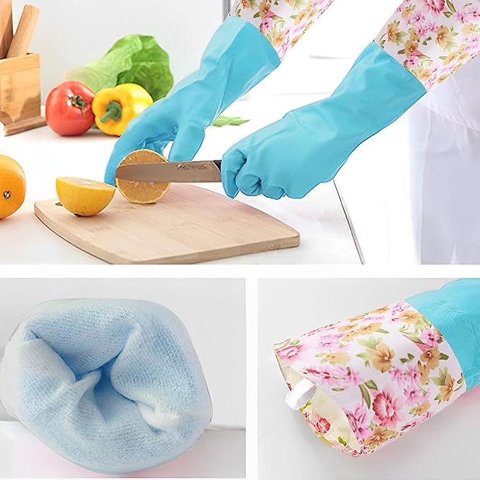 KINGFINGER Dishwashing Cleaning Gloves, 2 Pairs Reusable Rubber Gloves PVC - Image 6