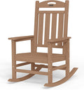 Oversized Rocking Chair Outdoor, High Back Porch Rocker Chair, HDPE All Weather Resistant Rocking Chairs for Patio, 386lbs Weight Capacity, Teak by Suunyn