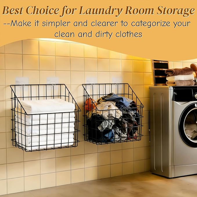 2 Pack Bath Tub Toy Storage Organizer Basket, Rustproof Black Iron Holder - Image 6