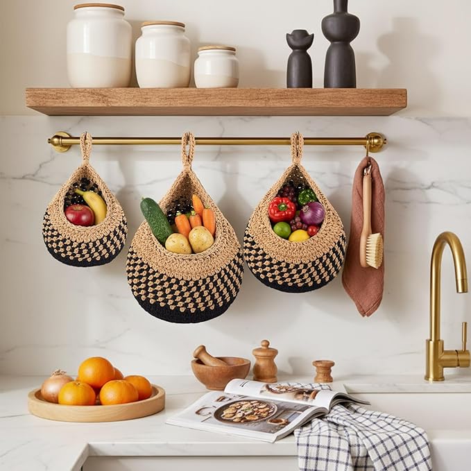 Honeydak Boho Decor Hanging Wall Baskets - Image 6