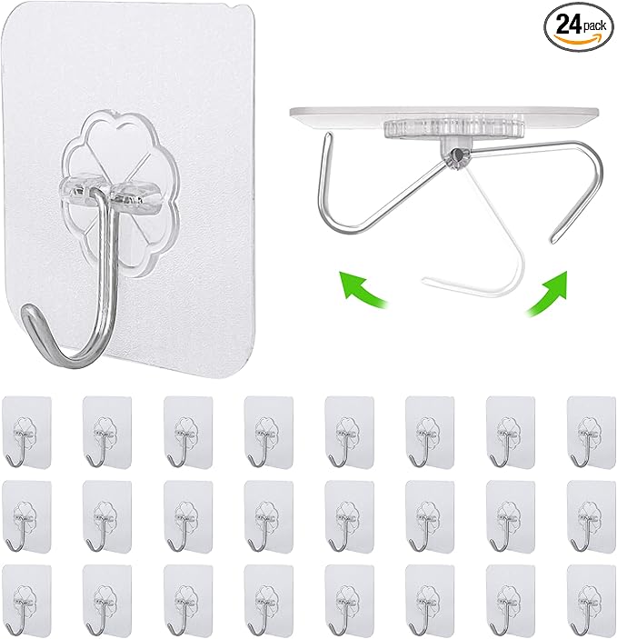24 PCS Self Adhesive Hooks for Hanging by AMAZOPEN