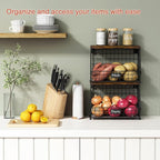 Hanging Wall Fruit Basket for Kitchen Counter 2 Pack, Stackable Wire Baskets - Image 2