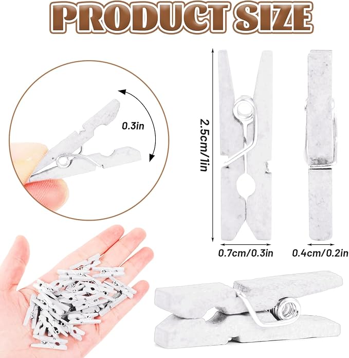 CCINEE 150 PCS White Natural Wooden Clothespins, 1 Inch Multi-Function - Image 2