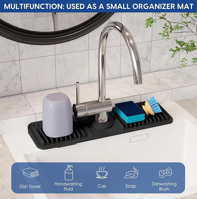 17.7 Inch Silicone Faucet Mat for Kitchen Sink Splash Guard - Image 7