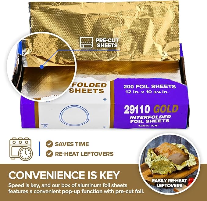 200 Count Pre-Cut Deli Gold Aluminum Foil - Image 5