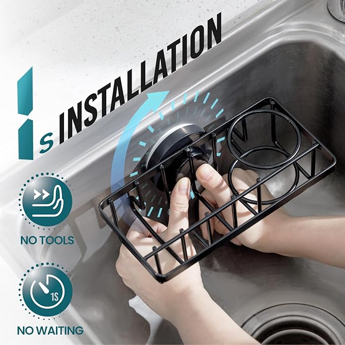 TAILI Sponge Holder with Strong Suction Cup, 4-in-1 Rustproof Sink Organizer - Image 3