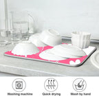 Hot Pink Love Dish Drying Mat for Kitchen Countertop 16x18 Happy Valentine’s - Image 7