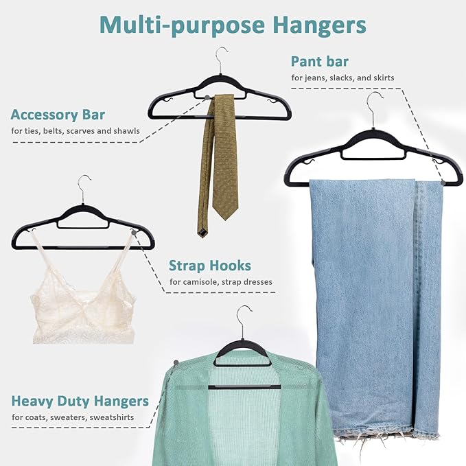 Heavy Duty Plastic Hangers 50 Pack, Space Saving Clothes Hangers, 0.2 Inches - Image 6