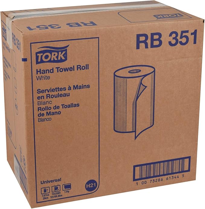 Tork Paper Hand Towel Roll White H21, 100% Recycled Fiber, 12 Rolls x 350 ft - Image 9