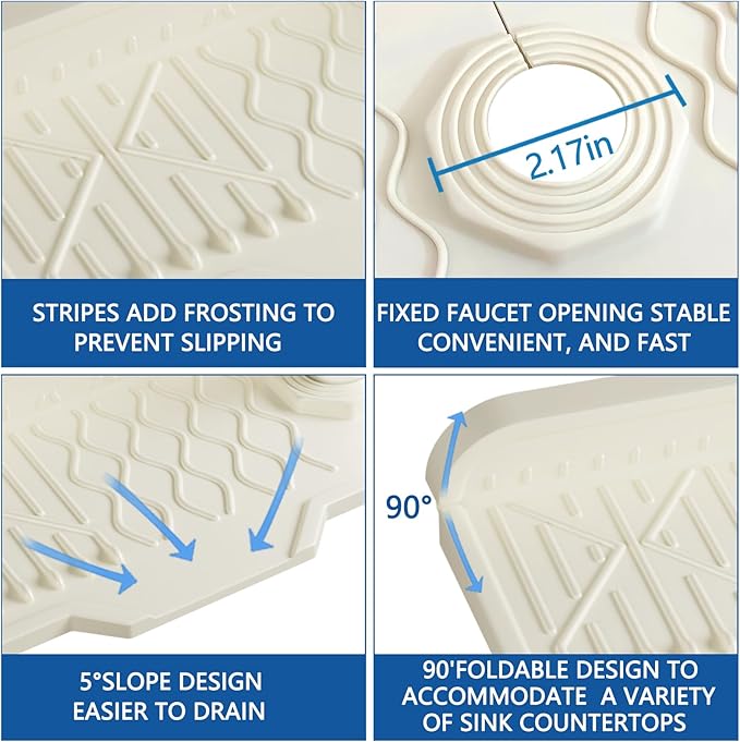 Silicone Sink Mat Splash Guard-17" x 6'' Sink Splash Guard, Kitchen Sink - Image 3