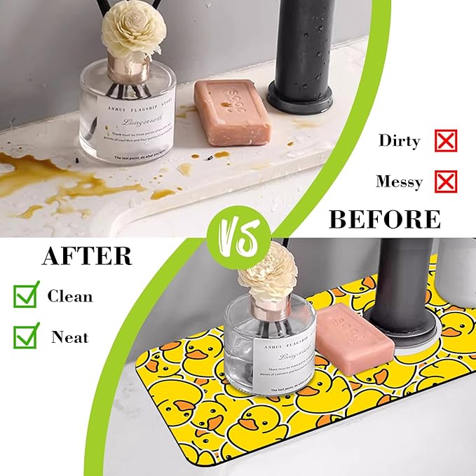 Sink Splash Guard Faucet Mat Rubber Ducky Absorbent Fast Drying Mat Sink - Image 6