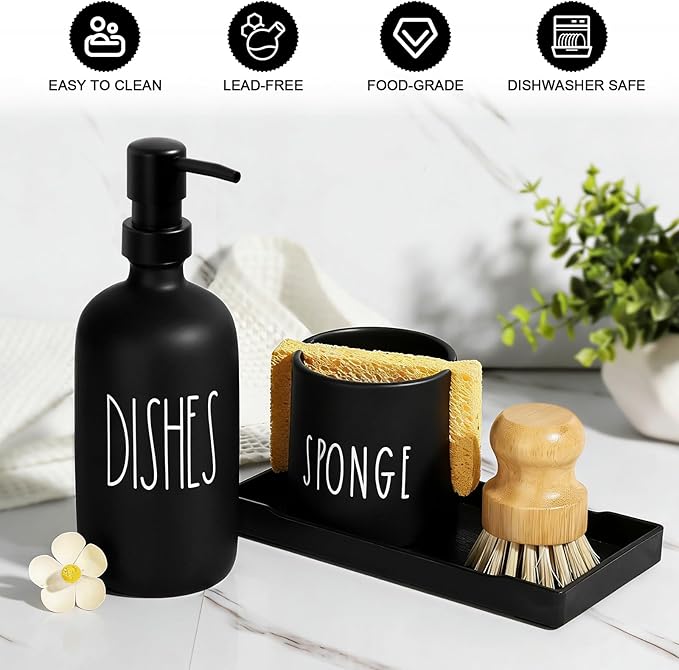 Dish Soap Dispenser for Kitchen, Glass Dish Soap Dispenser - Image 3