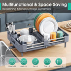 TOOLF Dish Drying Rack with Drainboard, Extendable Dish Rack - Image 3