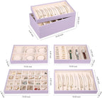 LANDICI Stackable Jewelry Organizer Trays 4 Set, PU Leather Jewelry Organizer - Image 5