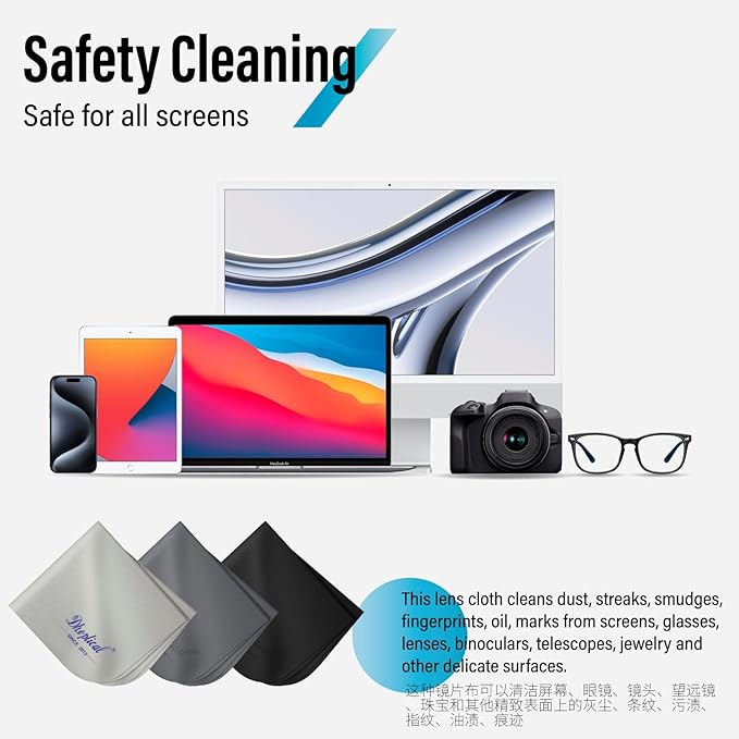 Microfiber Cleaning Cloths, 6 Pack 8x8 Inch Large Glasses Cloth, Cleaning Cloth - Image 3
