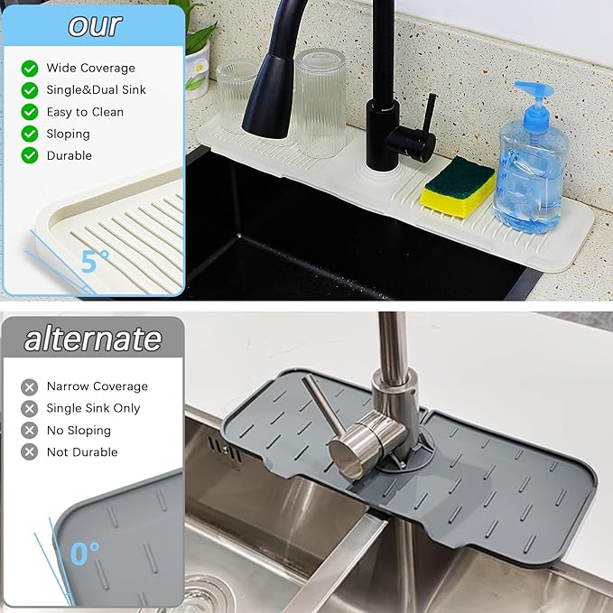 5° Slope Kitchen Sink Faucet Mat, Kitchen Sink Splash Guard, Silicone Material - Image 6