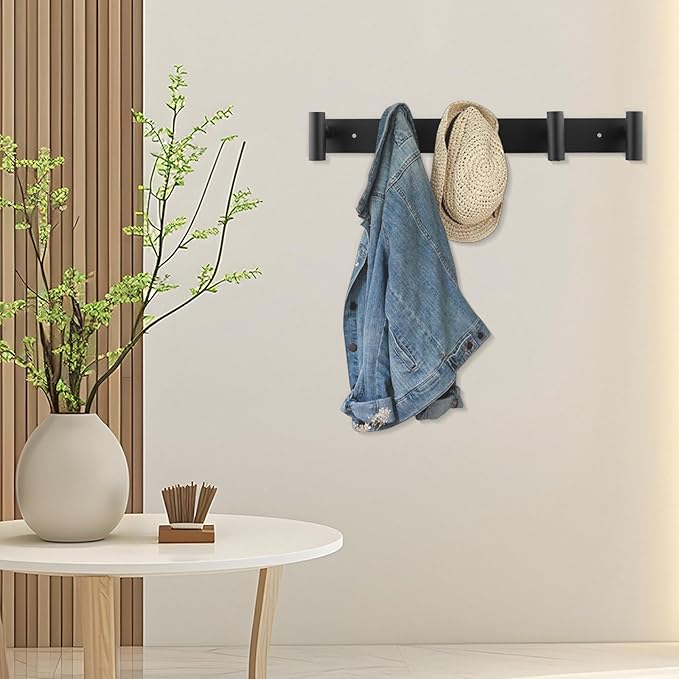 Black Wall Mounted Coat Rack – 5 T-Shaped Towel Rack - Image 7