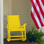 GREENVINES Outdoor Rocking Chairs | Set of 2 | Porch Rocker | HDPE Plastic | Yellow | Oversized Rockers | High Back | Big & Tall | Ladder Back | for Patio Outside Backyard Balcony Garden - Image 9