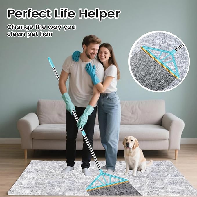 Carpet Rake for Pet Hair Removal, Reusable Pet Hair Remover, 55”Adjustable Long - Image 7