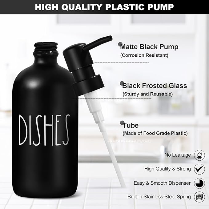 Dish Soap Dispenser for Kitchen, Glass Dish Soap Dispenser - Image 4