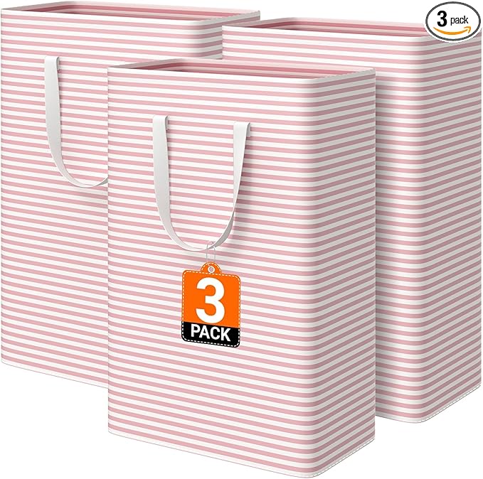 3 Pack Large Laundry Basket, Waterproof & Freestanding Laundry Hamper, by Unknown
