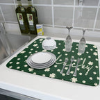 Giwawa St Patricks Day Dish Drying Mat Green Lucky Clovers Dish Drainer Mats - Image 6