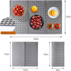 Silicone Dish Drying Mat for Kitchen Counter, 16x24 Collapsible Trifold Large - Image 3
