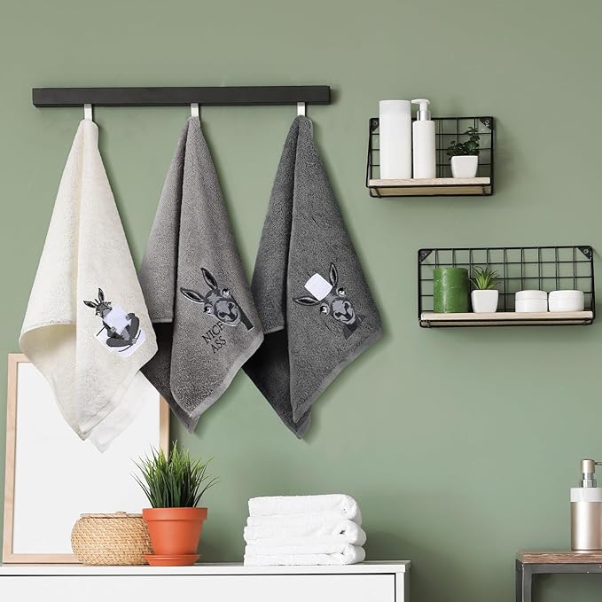 3 Pcs Funny Donkey Hand Towels Embroidered Donkey Farmhouse Decorative Bathroom - Image 4
