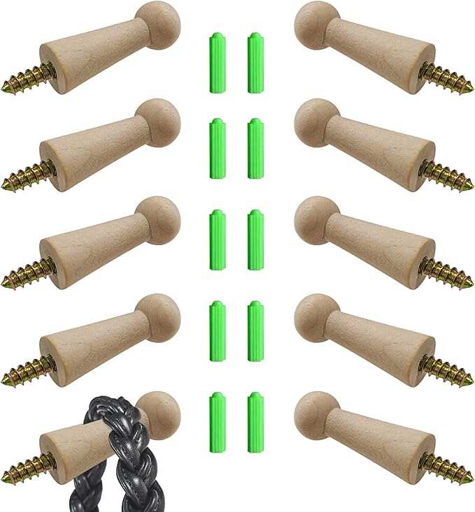 Screw-On Solid Wood Hook Coat Hook Towel Hook Shaker Pegs by Svaitend