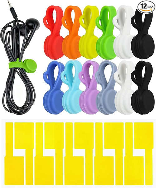 12pcs Silicone Magnetic Cord Organizer Cable Ties Reusable Clips, Cable Straps by Unknown