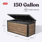 Keter Signature Collection 150 Gallon Resin Deck Box Organization and Storage Box for Patio Outdoor Cushions, Throw Pillows, Garden Tools and Pool Supplies, Ashwood - Image 2