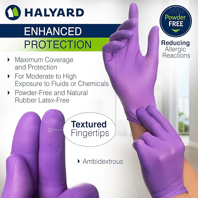 HALYARD PURPLE NITRILE Gloves Powder Free Disposable Medical Exam Gloves - Image 2