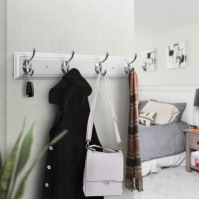 Coat Rack Wall Mounted White, Heavy Duty Zinc Alloy Wall Hook Rack - Image 7