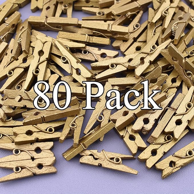 HAHIYO Gold Wooden Clothes Pins Clothespins Mini Do NOT Fall Apart 1 inches - Image 6