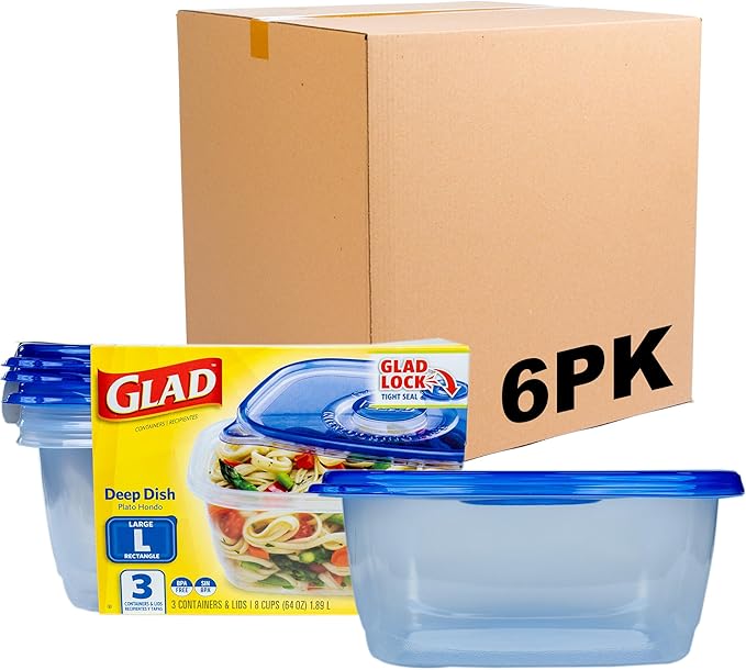 Glad GladWare Deep Dish Food Storage Containers, Large Rectangle by GladTrashFoodStorage
