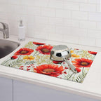 Watercolor Poppy Flower Dish Drying Mat - Image 7