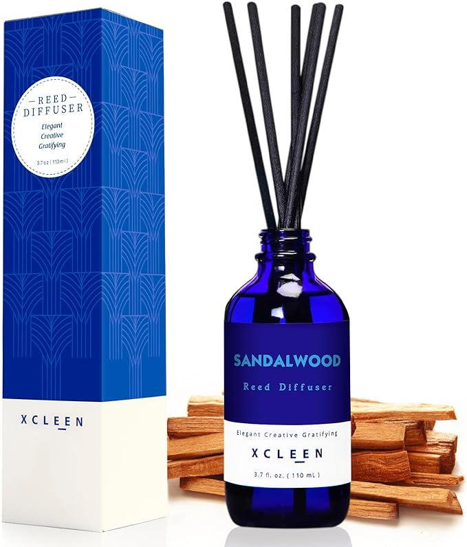 Reed Diffuser Set with Sticks, Sandalwood Scented Oil Diffuser by Xcleen