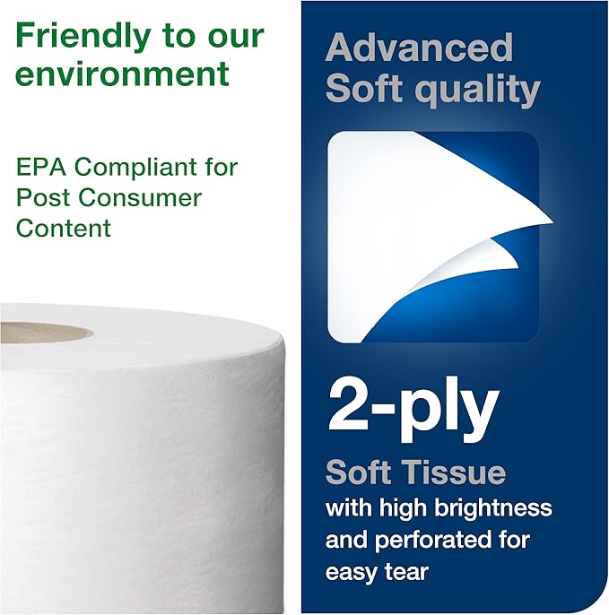 Tork Matic Soft Hand Towel Roll & Mini Jumbo Bath Tissue Roll - Image 7