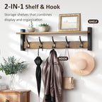 Coat Rack Wall Mount with Shelf, 24 Inch Coat Hanger Walls Mounted, Hat Rack - Image 4