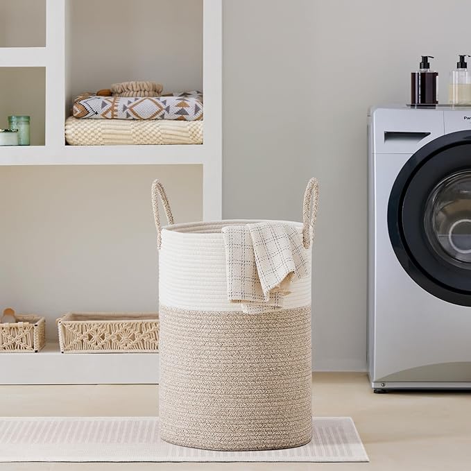VIPOSCO Large Laundry Hamper, Tall Woven Rope Storage Basket - Image 7