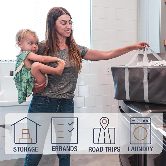 CleverMade Collapsible Laundry Tote 2-Pack – Foldable Carry-All Storage Bin - Image 3