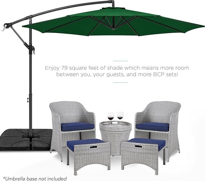 Best Choice Products 10ft Offset Cantilever Hanging Market Patio Umbrella, 8 Sturdy Ribs, Easy Adjustment - Green - Image 2