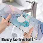 Colorful Marble Abstract Kitchen Sink Splash Guard Faucet Mat Super Absorbent - Image 6