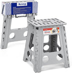 ACSTEP Folding Step Stool 16 Inch Heavy Duty Step Stool Foldable for Adults and Kids, Collapsible Stepping Stool with Handle, Non Slip Folding Stools for Kitchen Hold Up to 400lbs (Grey 1PC) by ACSTEP