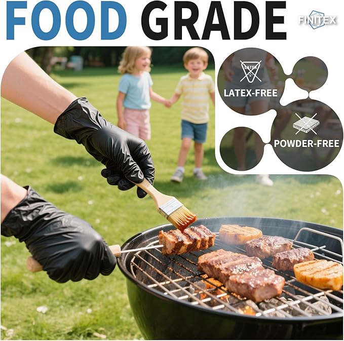 FINITEX Black Nitrile Disposable Medical Exam Gloves - Image 2