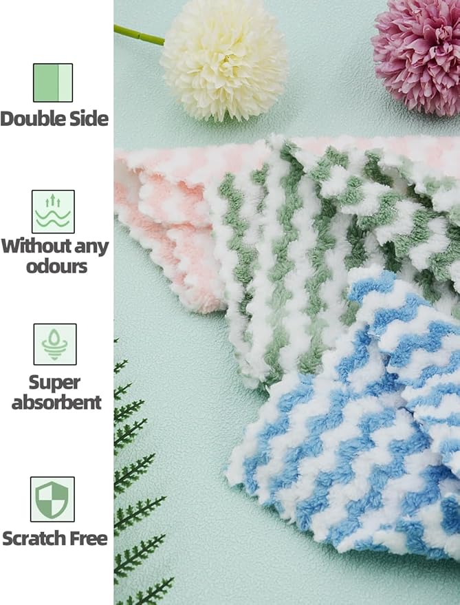 10PACK Kitchen Cleaning Cloths, Microfiber Dish Cloths: All-Purpose - Image 4