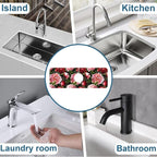 Blooming Peony Kitchen Sink Splash Guard Faucet Mat Pink Peony Flowers Super - Image 7