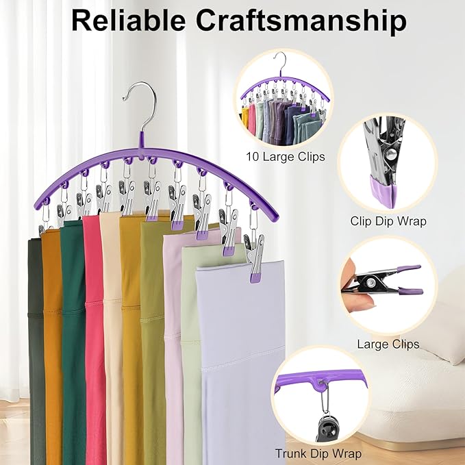 Legging Organizer for Closet, Metal Yoga Pants Hanger w/Rubber Coated 2 Pack - Image 5