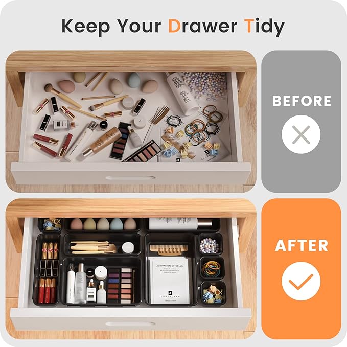 【】 【】 Black Drawer Organizer, Makeup organizer, 【Holds 177 - Image 4